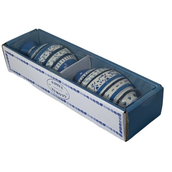 Global Tides Tropical Fish Salt Pepper Shaker Set Ceramic Coastal Blue White - Picture 4 of 16